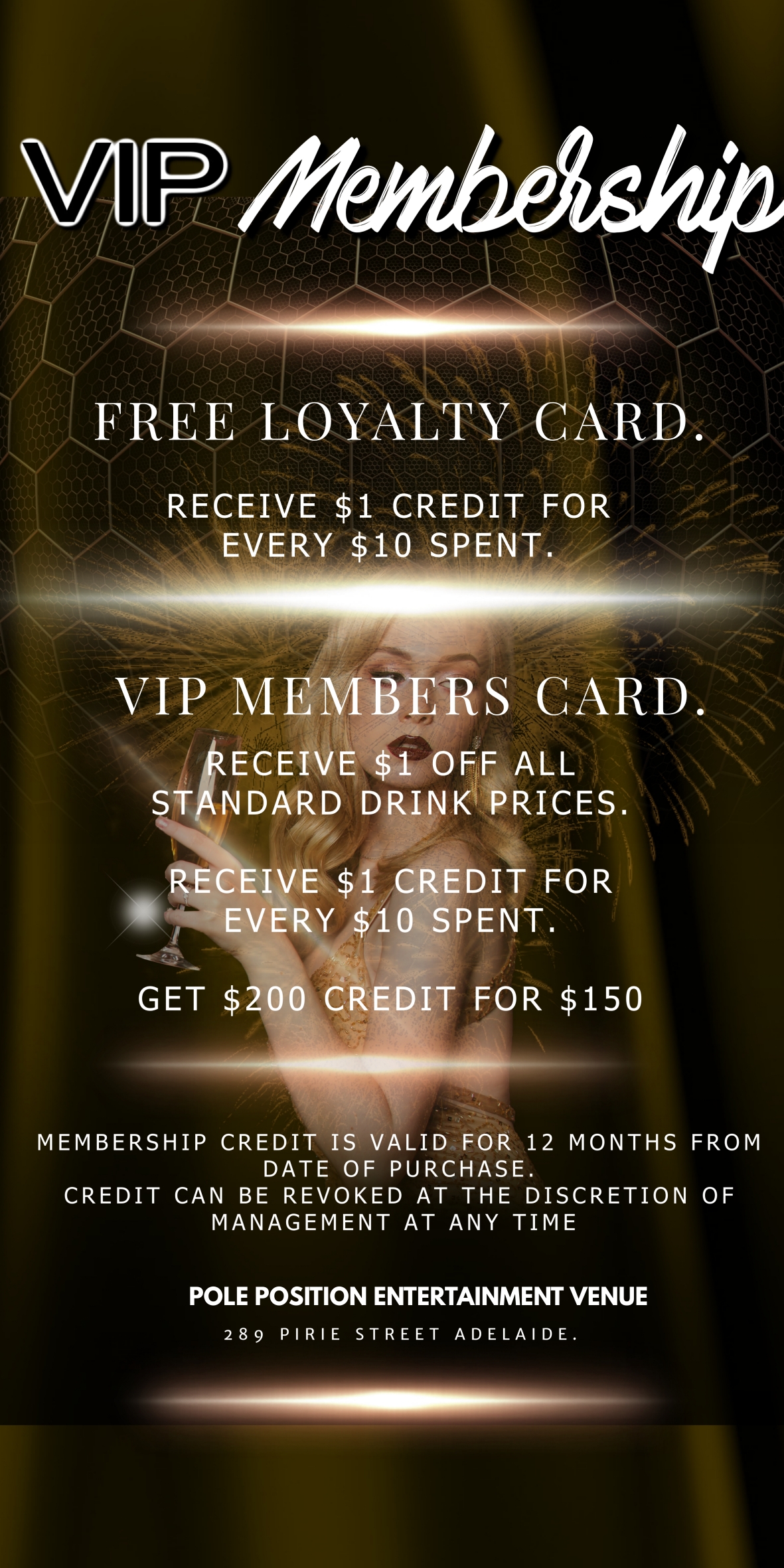 Pole Position Adult Entertainment venue - VIP club - loyalty discounts!